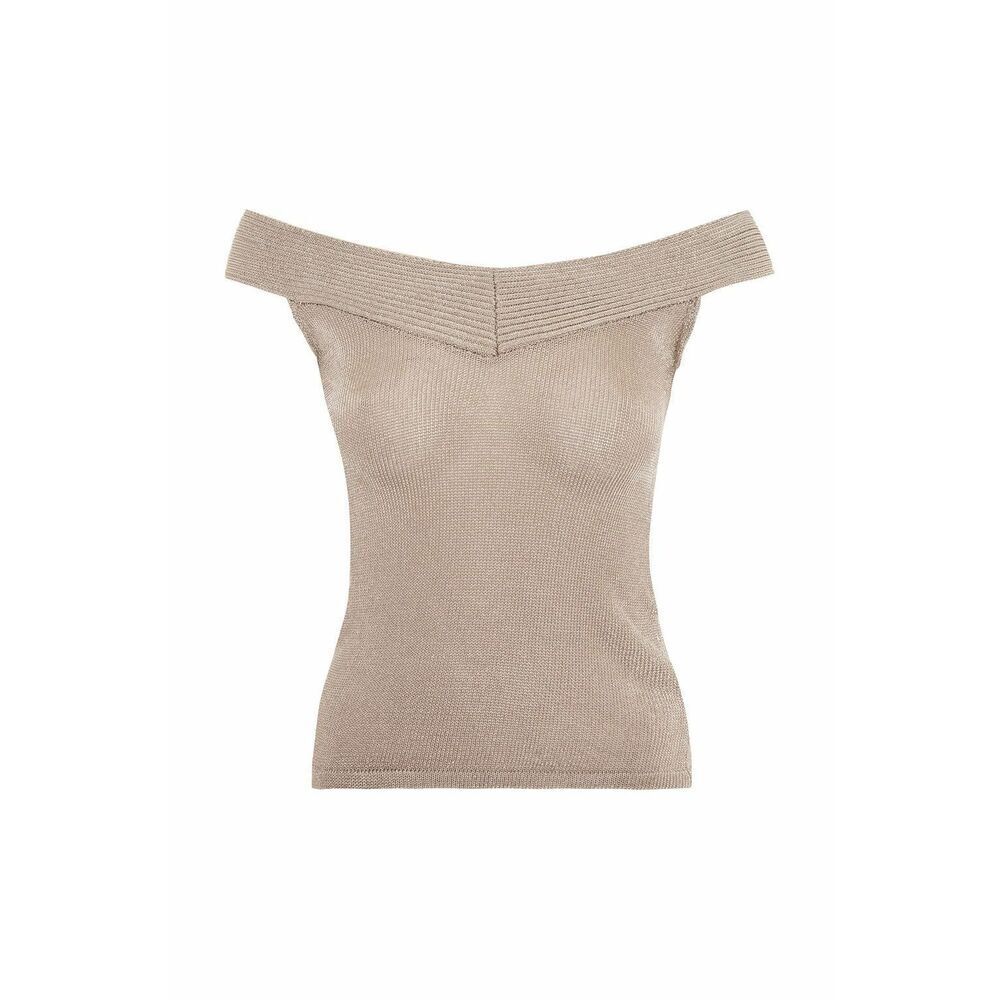 Topshop Sleeveless Off The Shoulder Sweater Top Metallic Size Petite 4 - Picture 6 of 7
